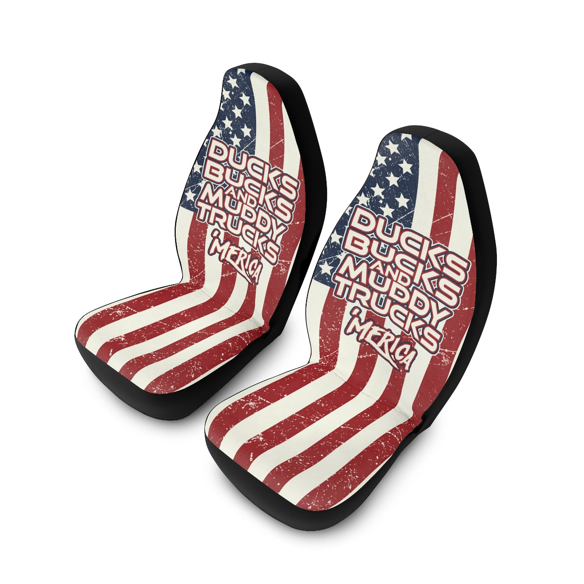 Ducks Bucks & Muddy Trucks - Seat Covers - Patriotic American Flag