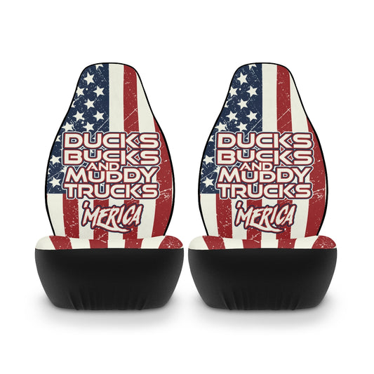 Ducks Bucks & Muddy Trucks - Seat Covers - Patriotic American Flag