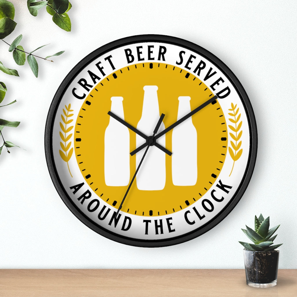 Craft Beer Served Around The Clock Wall clock